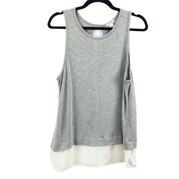 J. Crew Sleeveless‎ Top Womens Large Gray Lightweight Silky Hem Peek a Boo Back - Picture 1 of 7